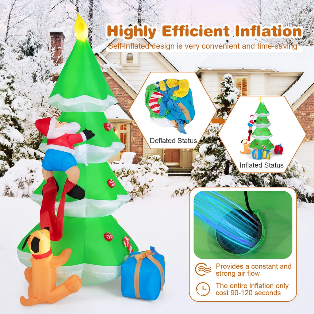 7 FT Inflatable Christmas Tree with Santa Claus & Dog C200928