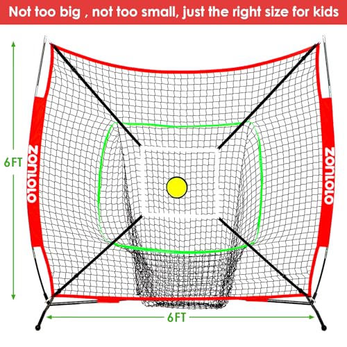 6x6ft Portable Baseball & Softball Net with Carry Bag E2342