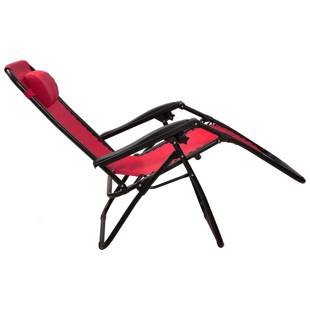 Adjustable Outdoor Zero Gravity Recliner Lounge Chair, Burgundy, 2 I289486