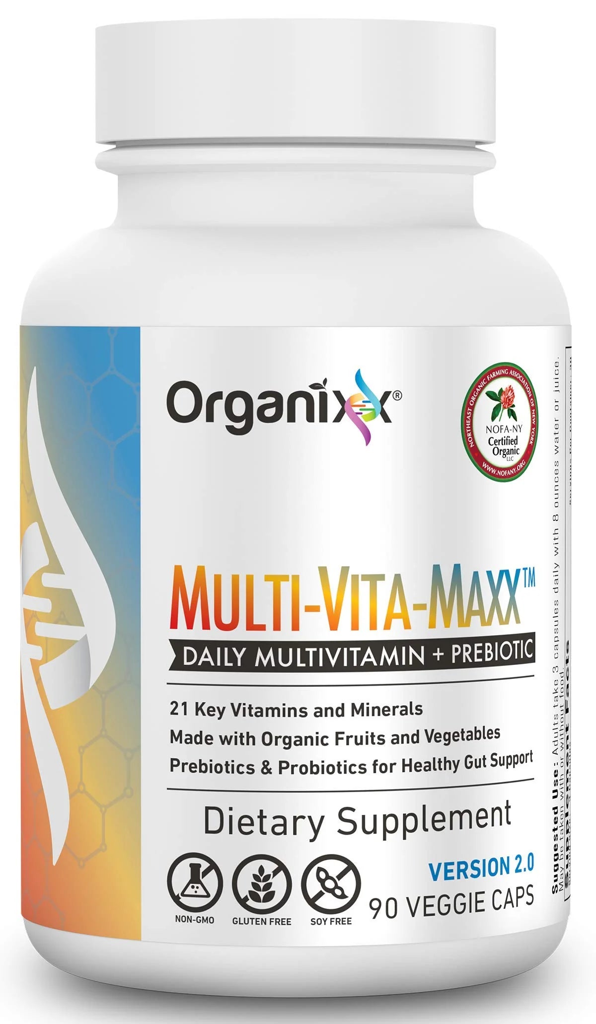 Whole Food Multivitamin Vegan Fermented Vitamin Supplement with Organic Fruits and Veggies, 90 Gel Capsules O826237
