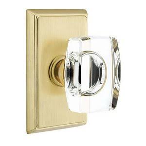 Satin Brass Privacy Door Knob with Rectangular Rose G4015