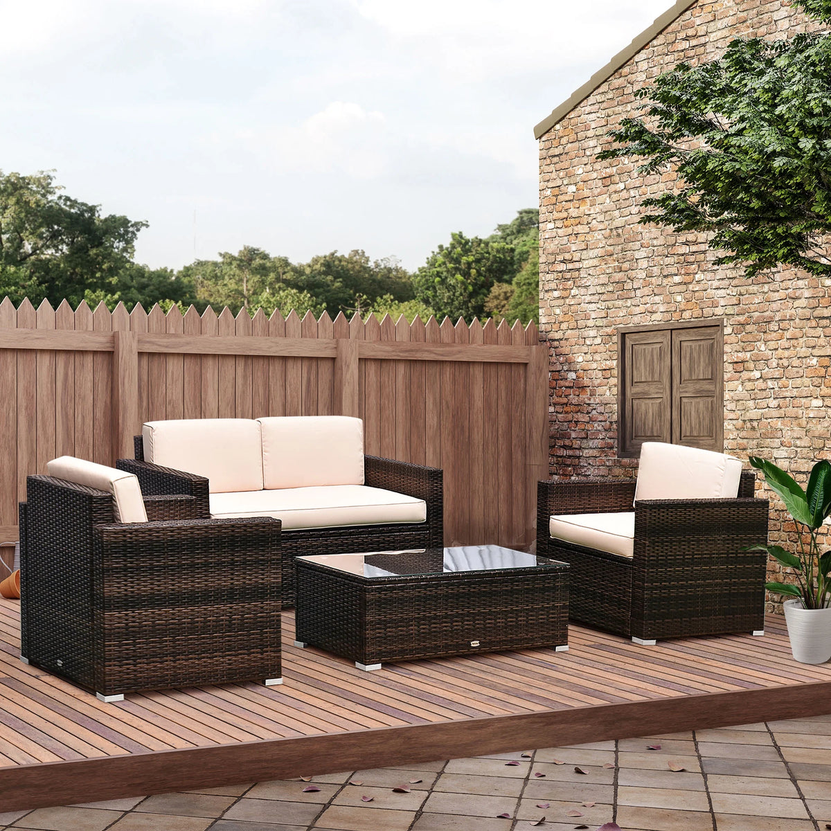 Beige 4-Piece Rattan Furniture Set I76551