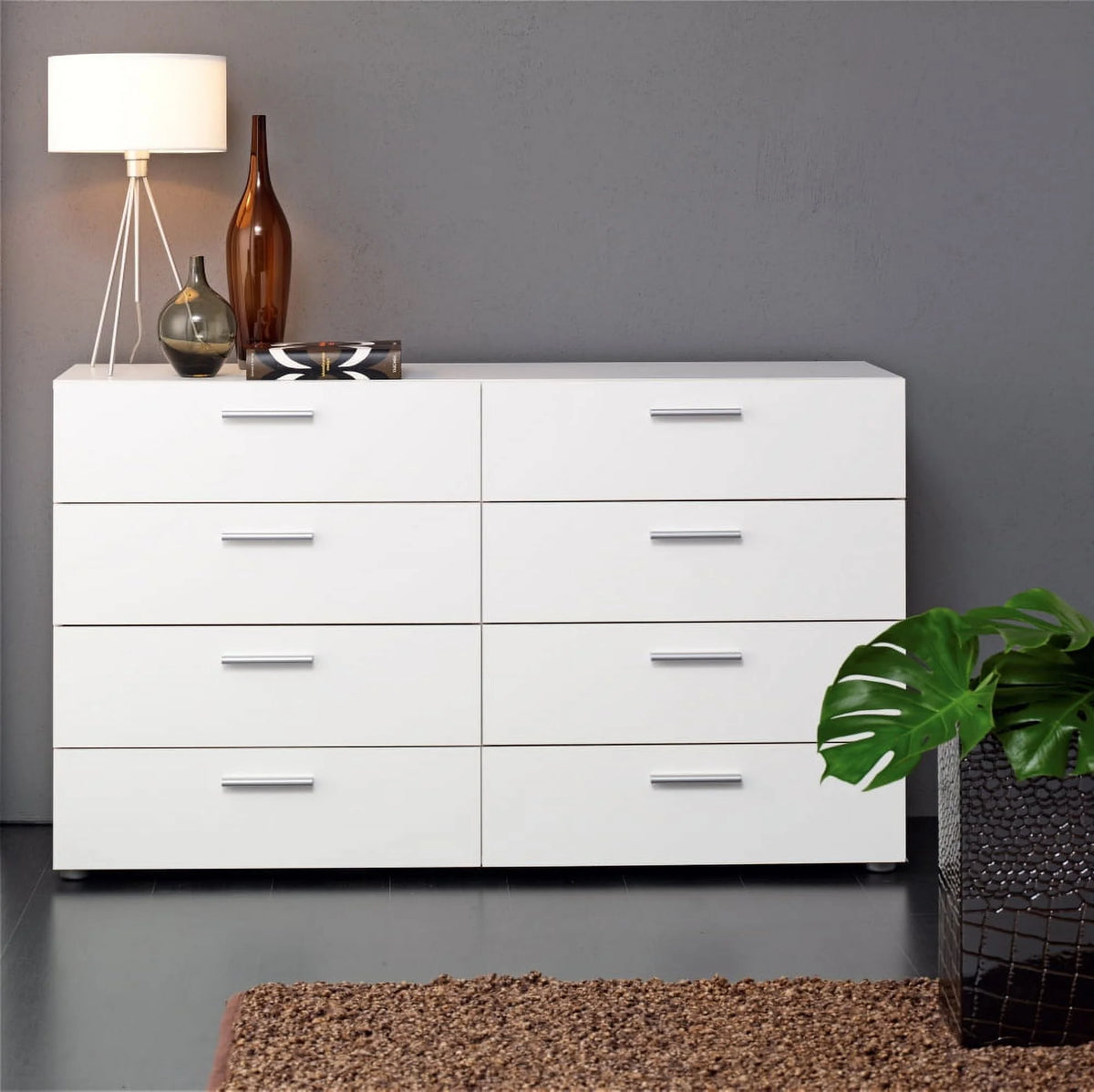 White 8 Drawer Double Dresser M293500