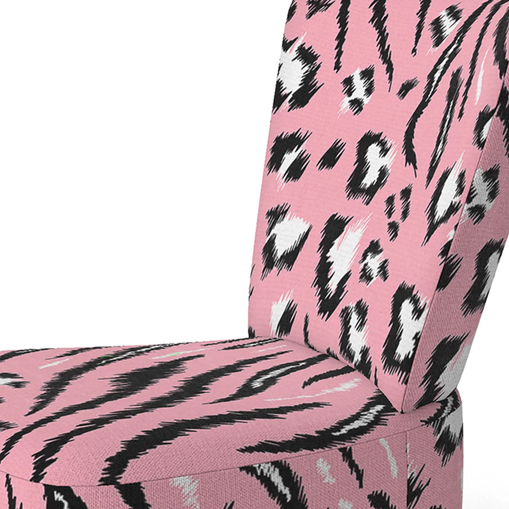 Pink Tiger and Leopard Pattern Upholstered Accent Chair P83772