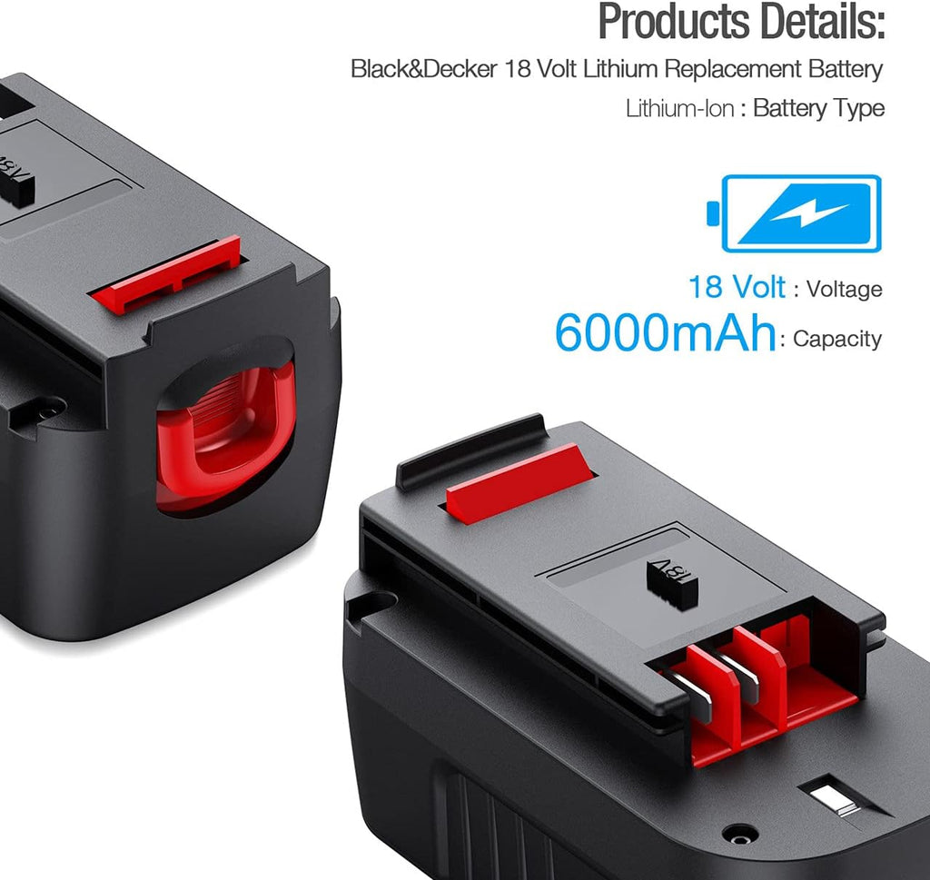 2Pack 6.0Ah 18 Volt Replacement Battery H1495