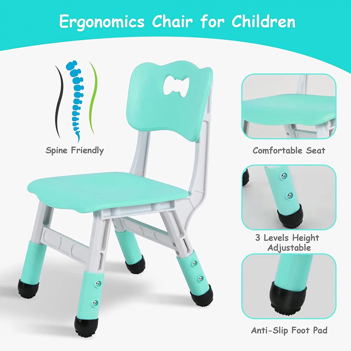 Adjustable Kids Table and Chairs Set, 5 Pieces H3560
