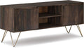 Natural Solid Wood TV Media Stand with Storage Shelves and Cabinets J4510