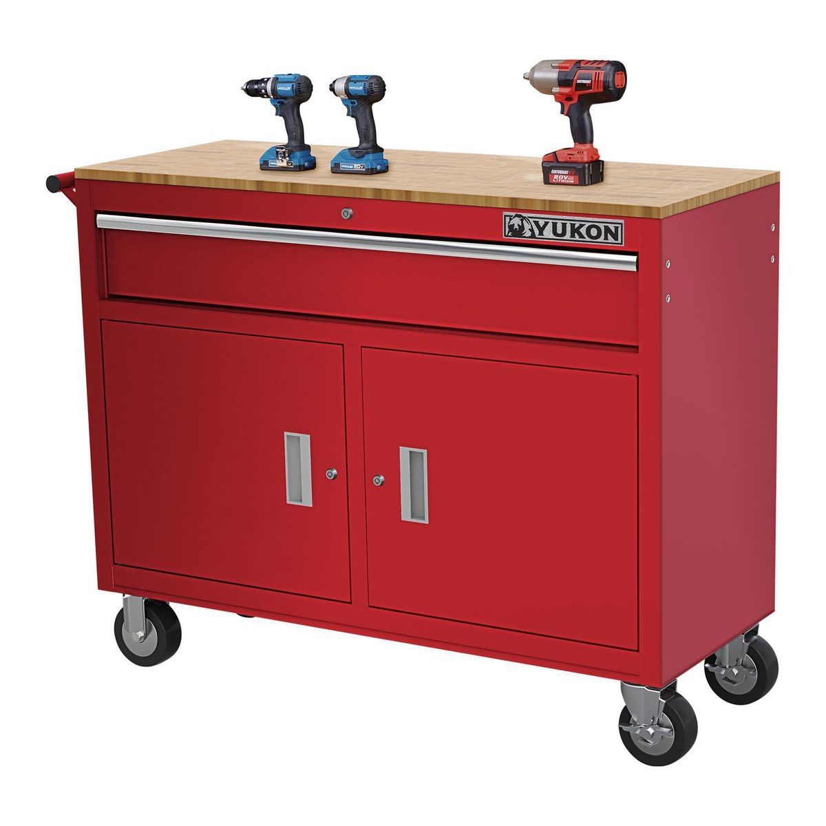 46 in. Mobile Workbench with Solid Wood Top B440908