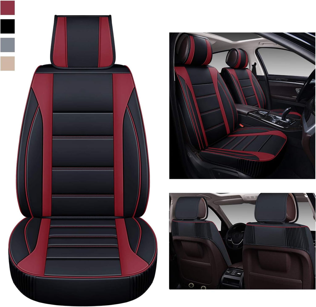 Leather Car Seat Covers Front Pair with Faux Waterproof Leather J328862