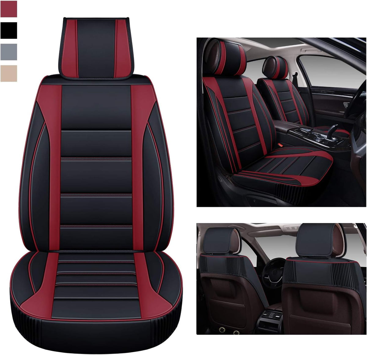 Leather Car Seat Covers Front Pair with Faux Waterproof Leather J328862
