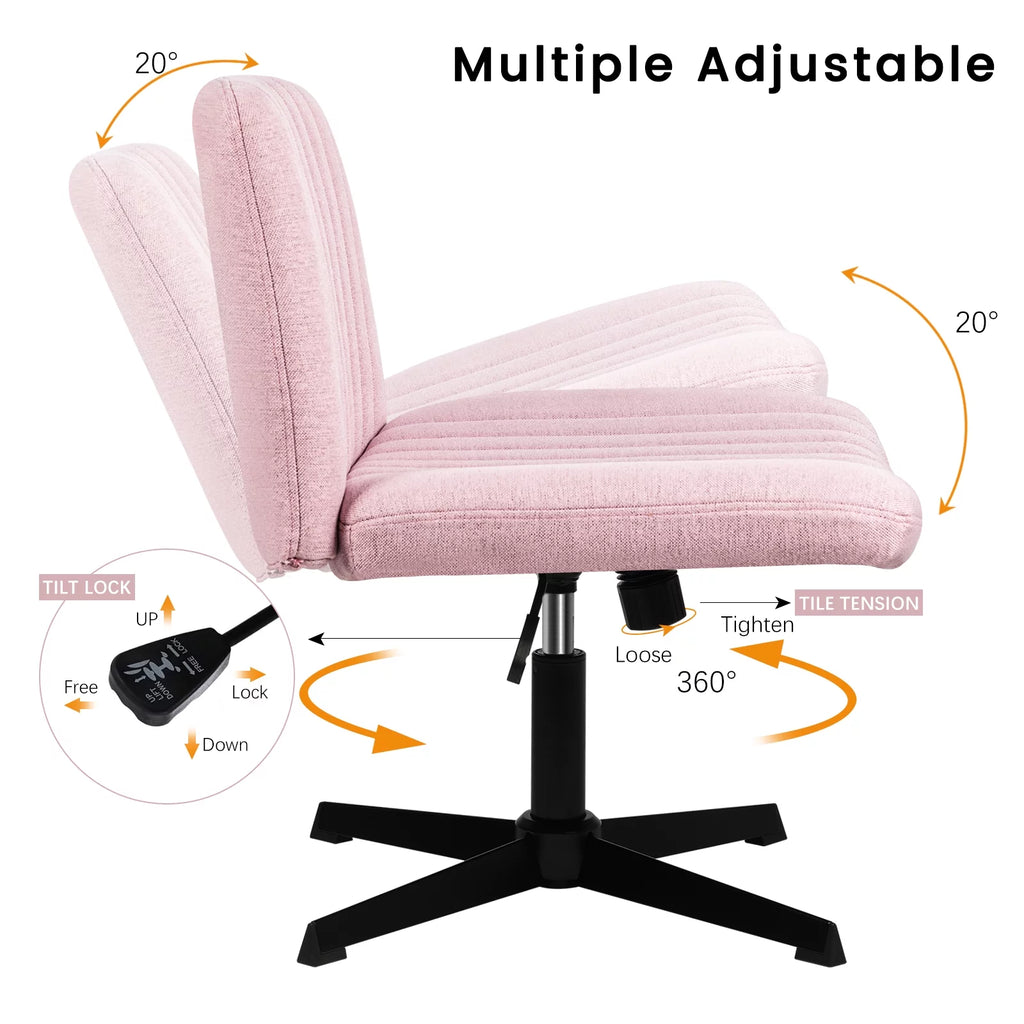 Armless Fabric Padded Swivel Desk Chair J166841
