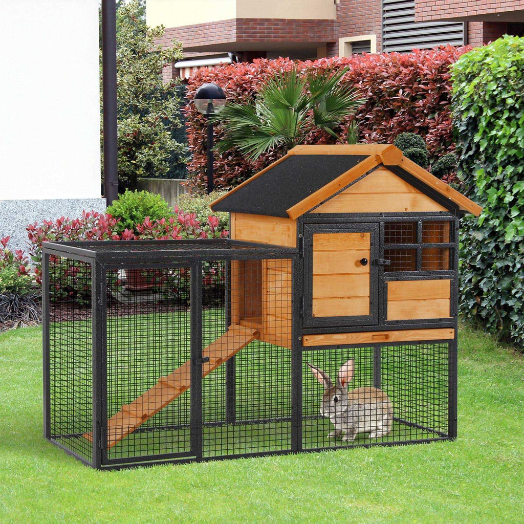 Elevated Wood-metal Pet House with Slide-Out Tray V25397