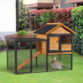 Elevated Wood-metal Pet House with Slide-Out Tray V25397