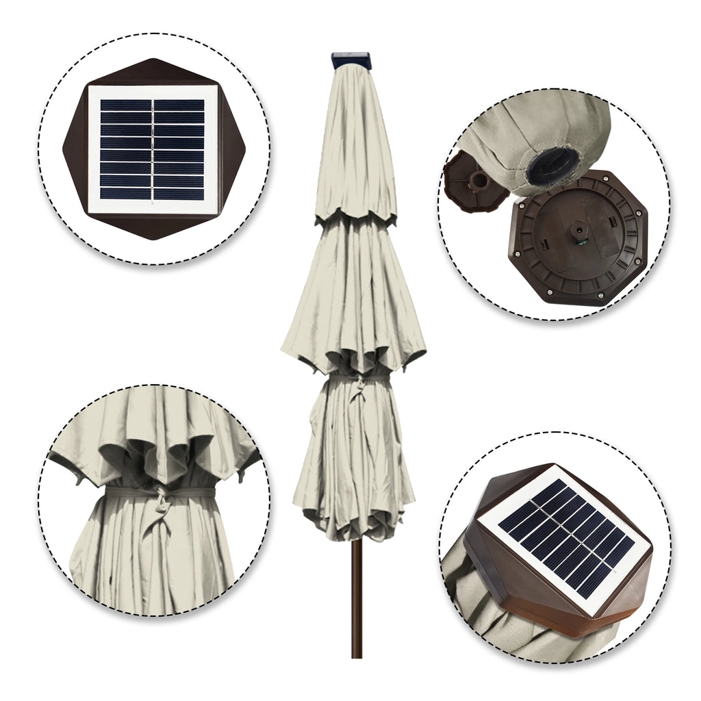 9ft 3 Tiers Patio Umbrella with 80 LED Lights H237