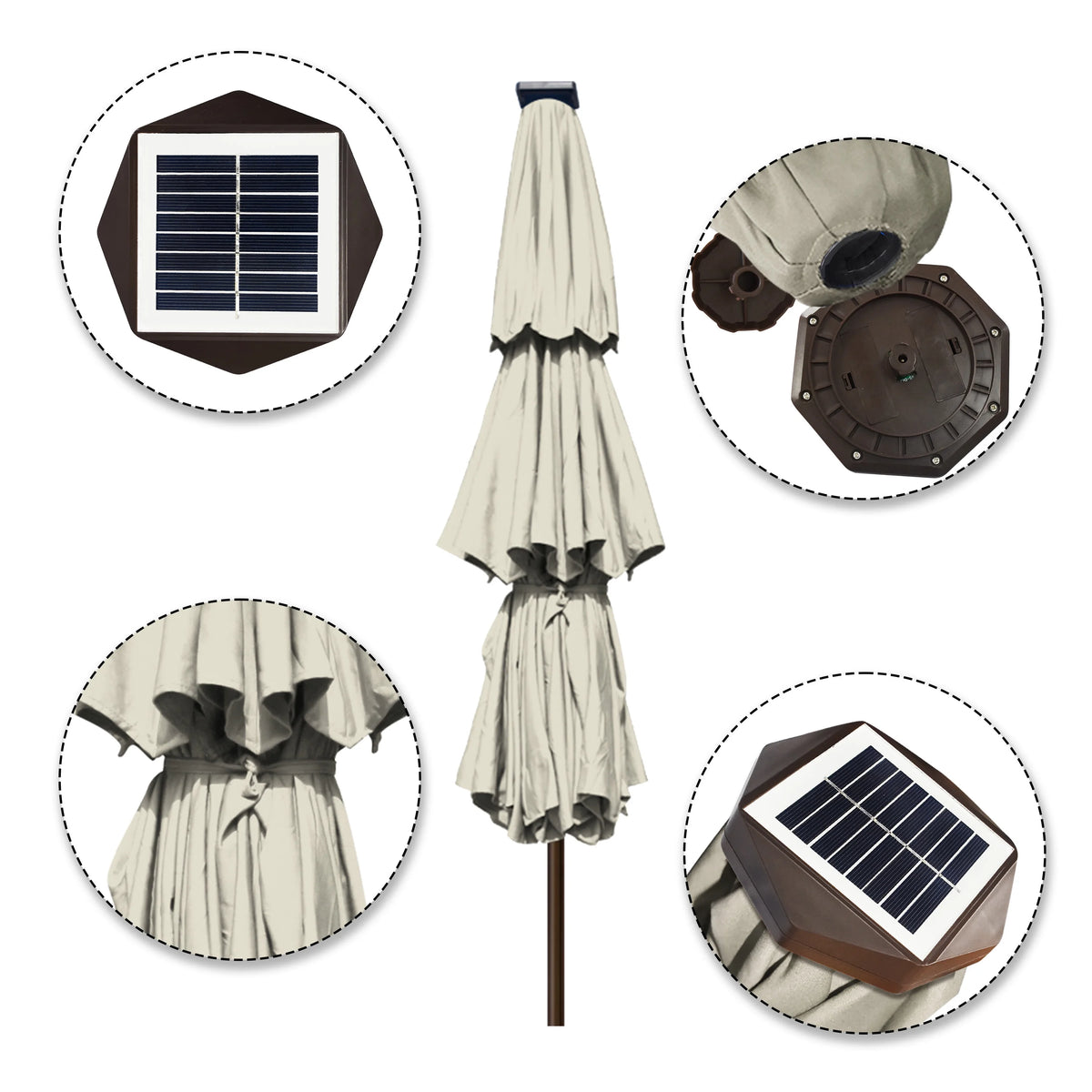 9ft 3 Tiers Patio Umbrella with 80 LED Lights H237