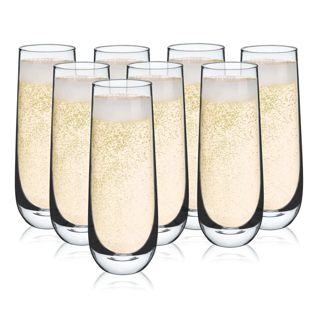 Stemless Champagne Flutes Glasses 9oz Set of 8 T3273