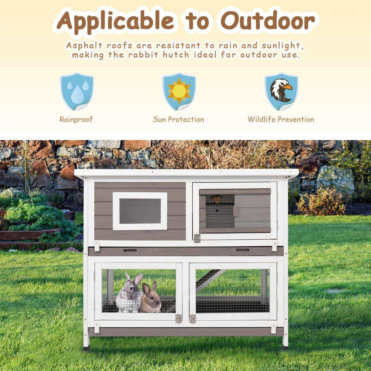 Indoor Outdoor Rabbit Hutch with Wheels N512609