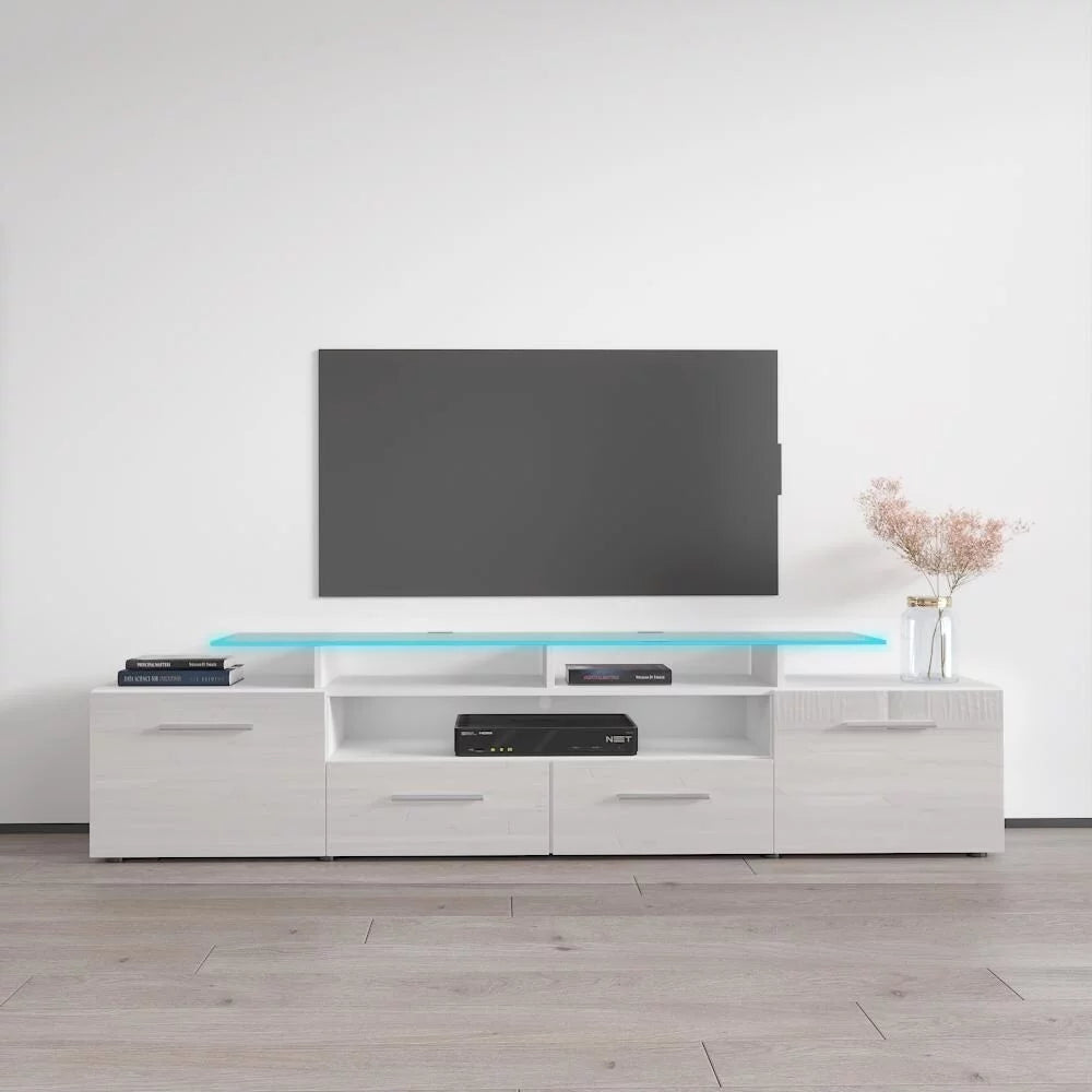 White Modern TV Stand with LED Light System N67065
