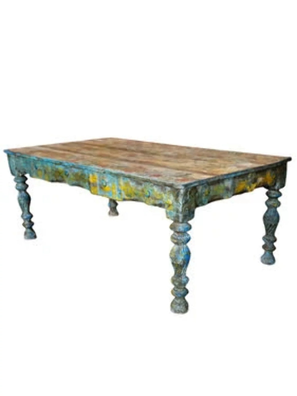 Blue Hand Painted Reclaimed Wood Coffee Table O6536