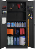 Metal Storage Cabinet with Lock Doors and Adjustable Shelves, 70.86 H x 31.5 W x 15.75 D N313990