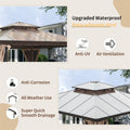Hardtop Gazebo with Polycarbonate Double Roof, Aluminum Frame, Bug Netting & Privacy Curtains A83899