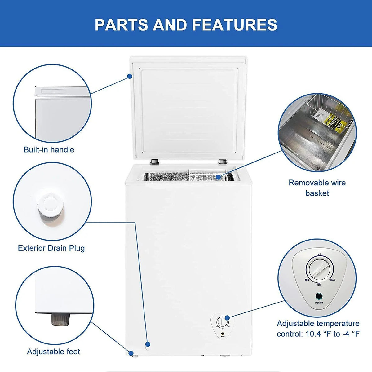 3.4 Cu Ft Upright Freezer Chest Chiller White V372
