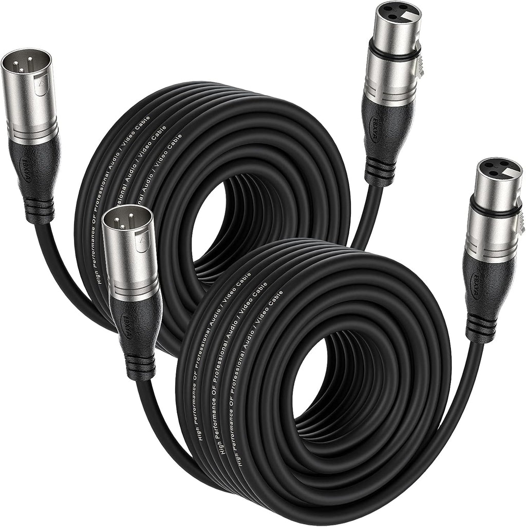 XLR Cable 50ft Pack of 2, 3-Pin Male to Female Microphone Cable K3268