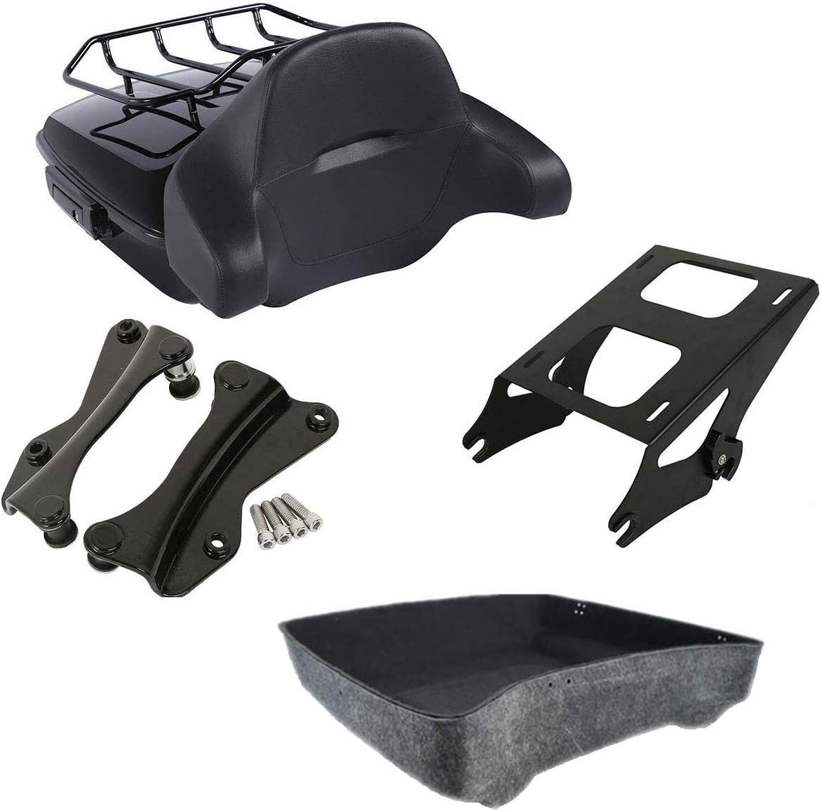 Chopped Trunk Backrest Pad Mount Rack For Harley Tour Pack Street Glide L82485