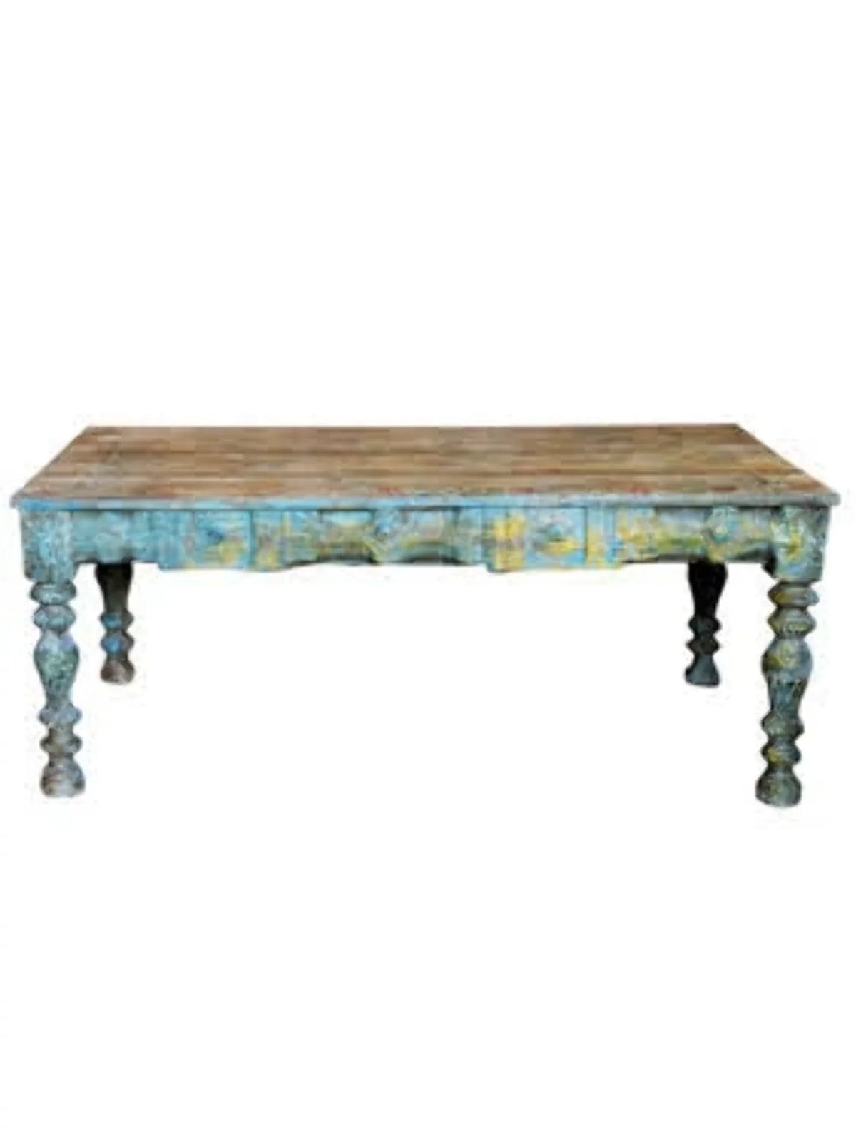 Blue Hand Painted Reclaimed Wood Coffee Table O6536