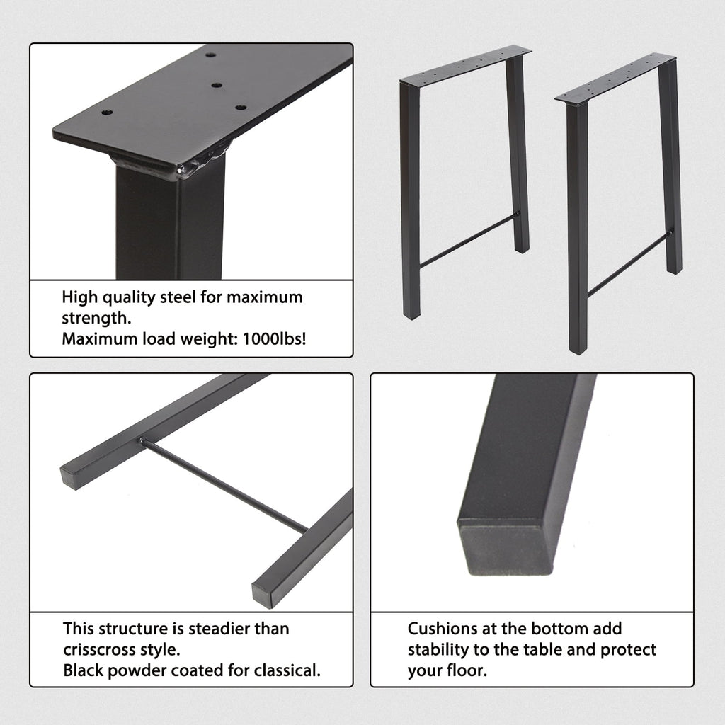 28"H×20"W Metal Table Legs Set of 2 Black F7054
