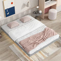 White Full Size Floating Platform Bed Frame with LED Lights Z946313