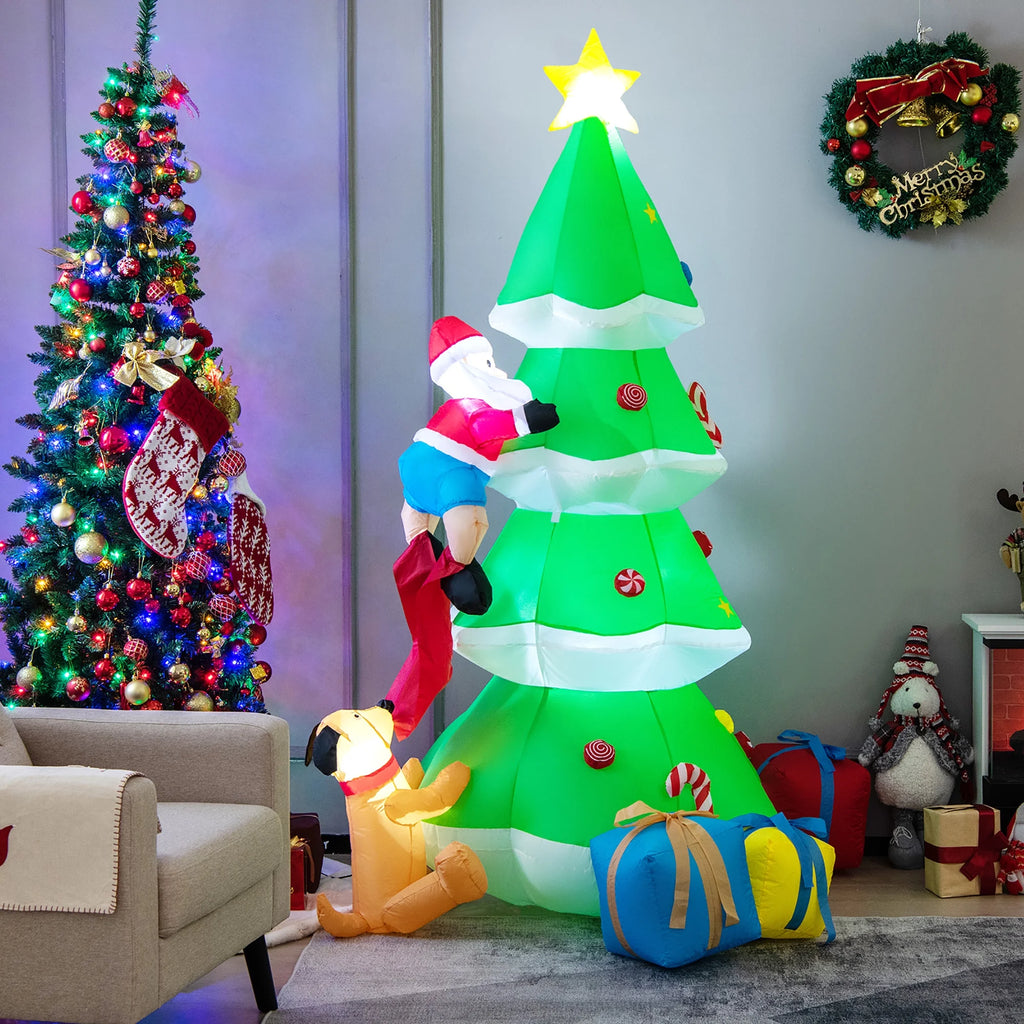 7 FT Inflatable Christmas Tree with Santa Claus & Dog C200928