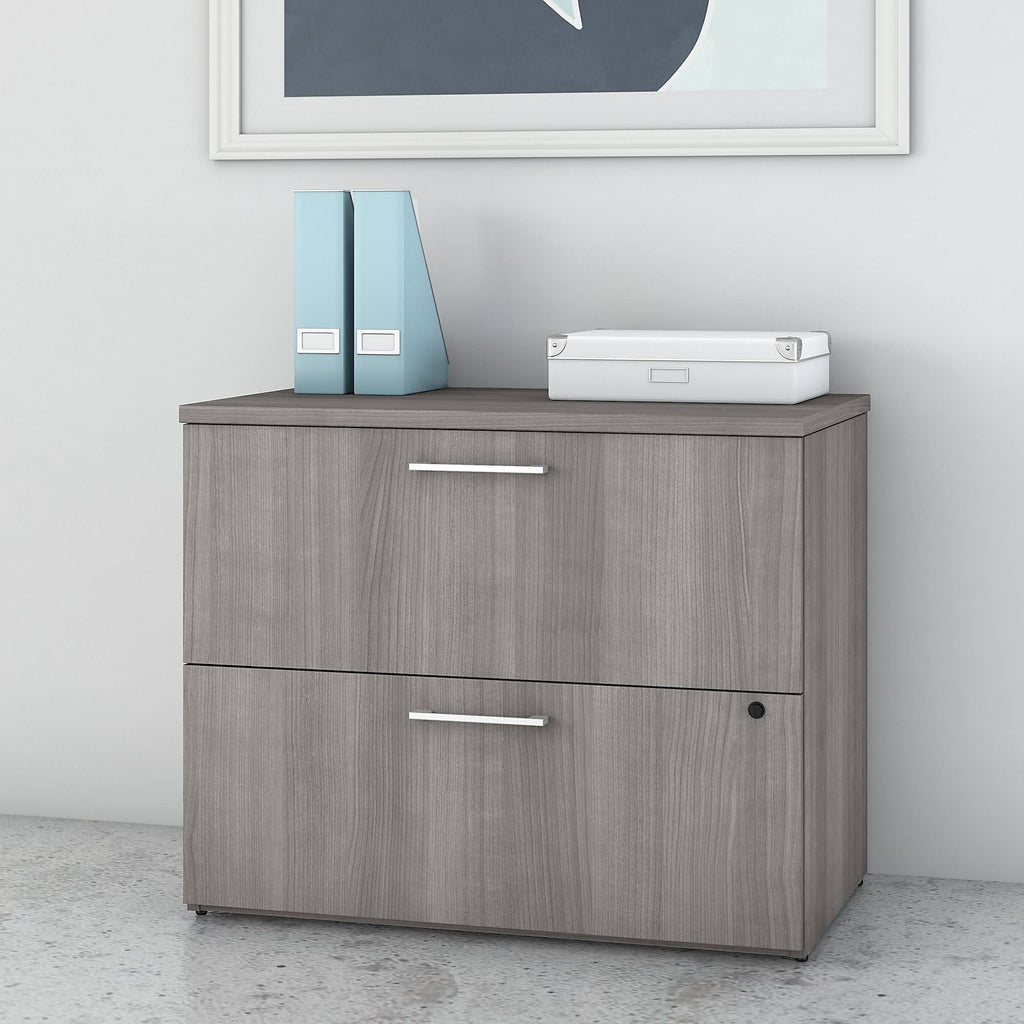 2 Drawer Lateral File Cabinet, 36W, Platinum Gray R67283