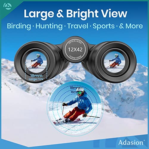 12x42 HD Waterproof Binoculars with Phone Adapter and Tripod E61628
