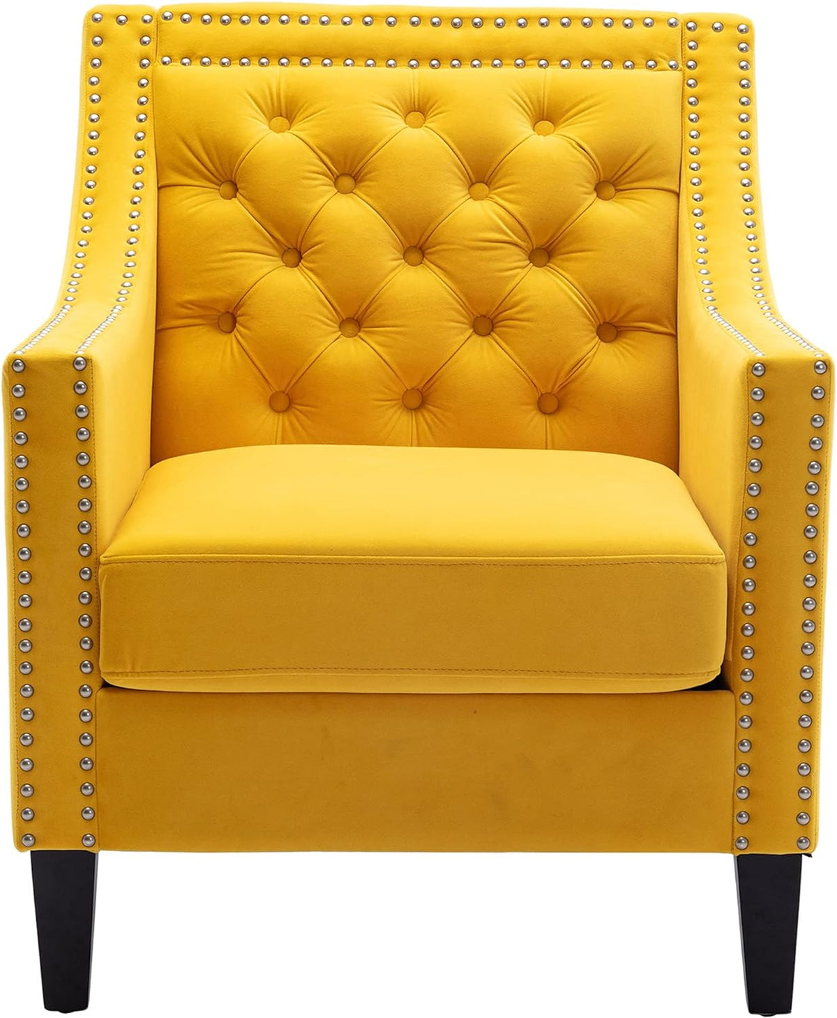 Velvet Accent Chair with Wood Legs E2077