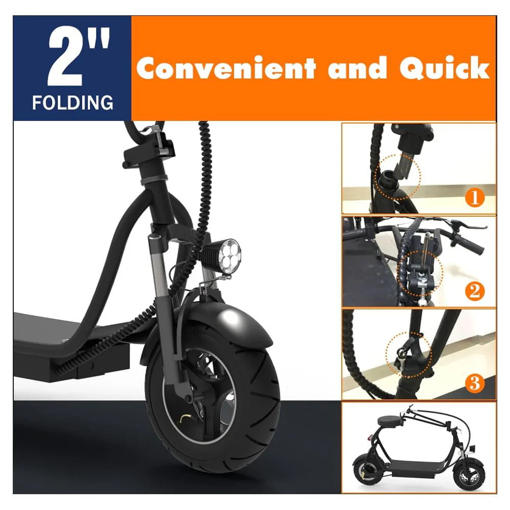 Electric Scooter 350W 48V 18.6 Miles Foldable Black Y619