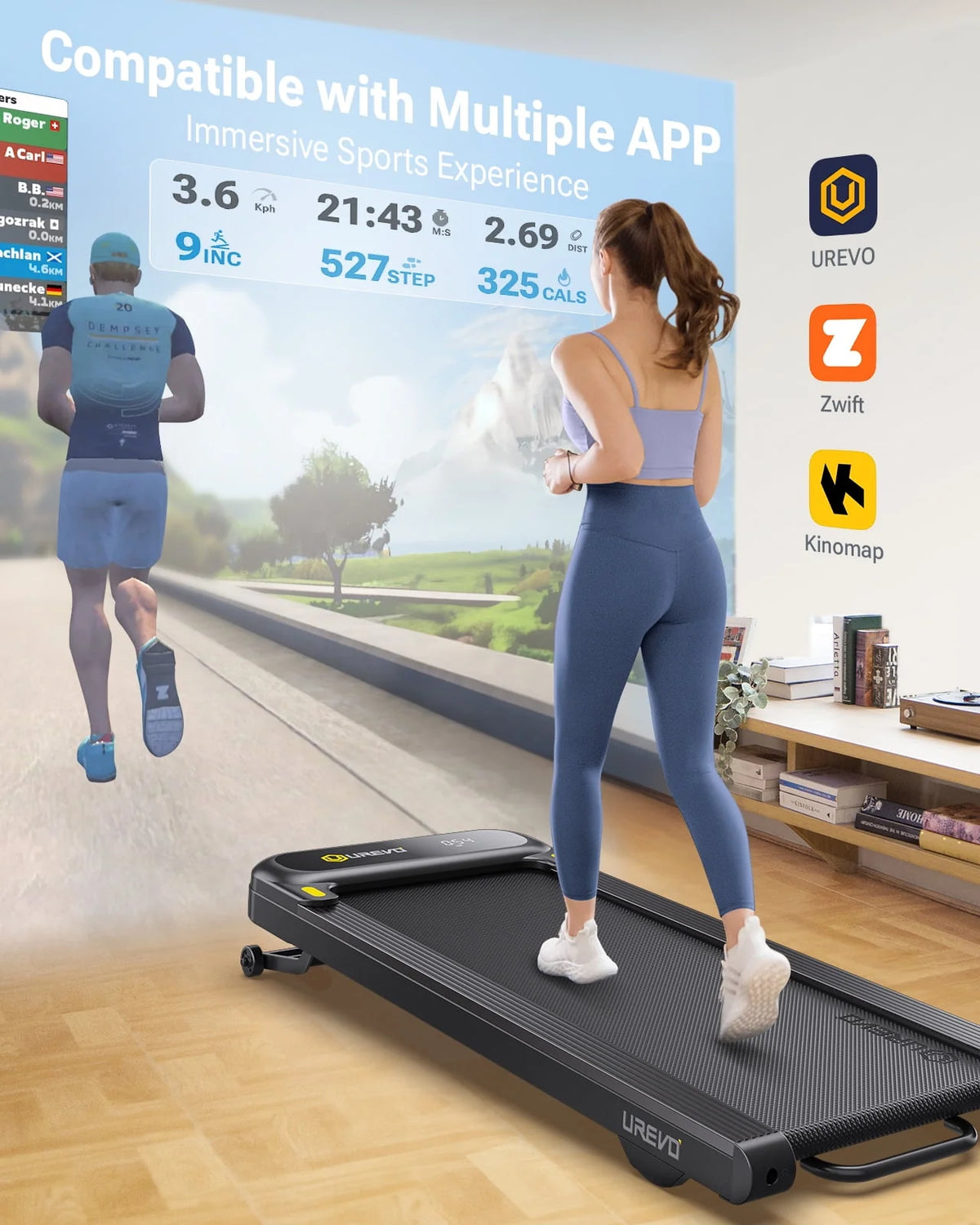 2 in 1 Under Desk Treadmill with Remote Control W373