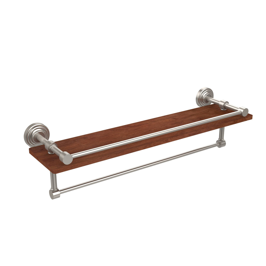 Satin Nickel Ironwood Shelf with Gallery Rail and Towel Bar P116