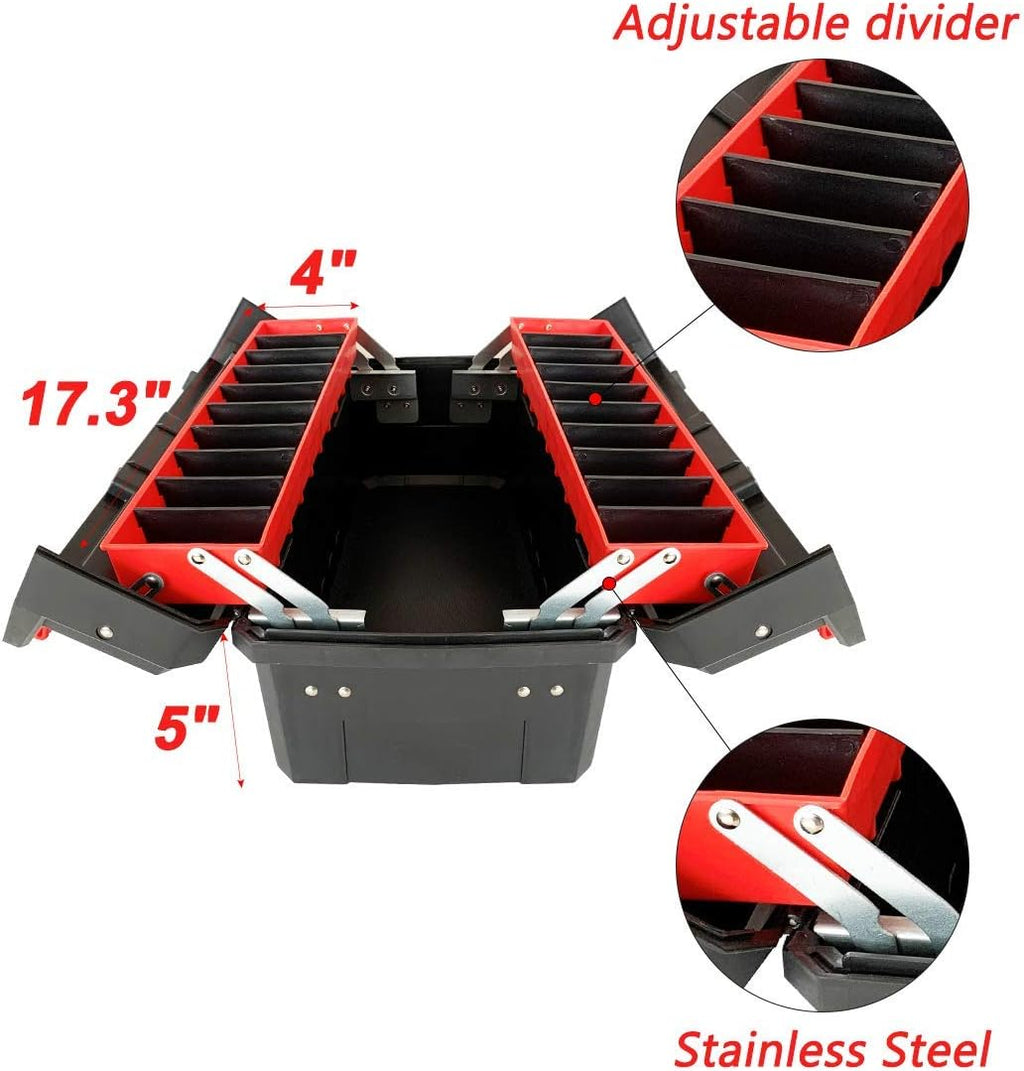 18.5" Portable Plastic Tool Box with Organizer Tray, Pack of 2 J482