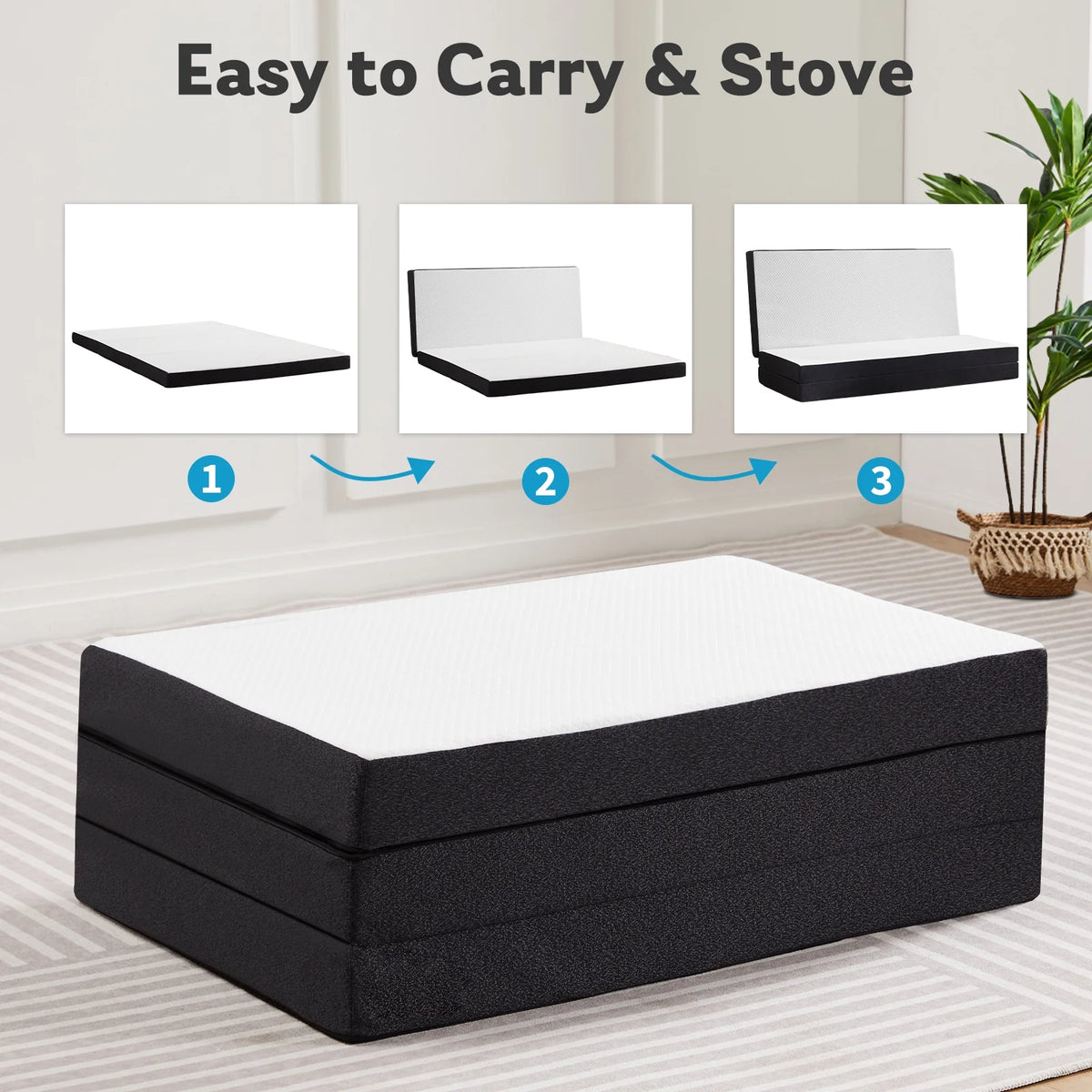4-inch Tri Folding Memory Mattress with Removable Cover N5823