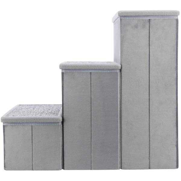 Foldable 3-Step Pet Stairs with Storage U6882