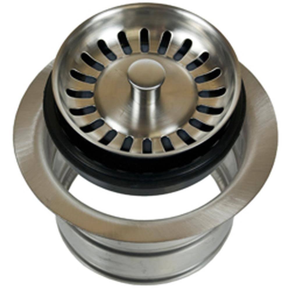 Complete Stopper & Strainer Unit Waste Disposer Trim - Extended Flange - Unlacquered Brass P9856