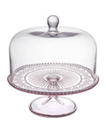 Pink Cake Plate with Dome G800