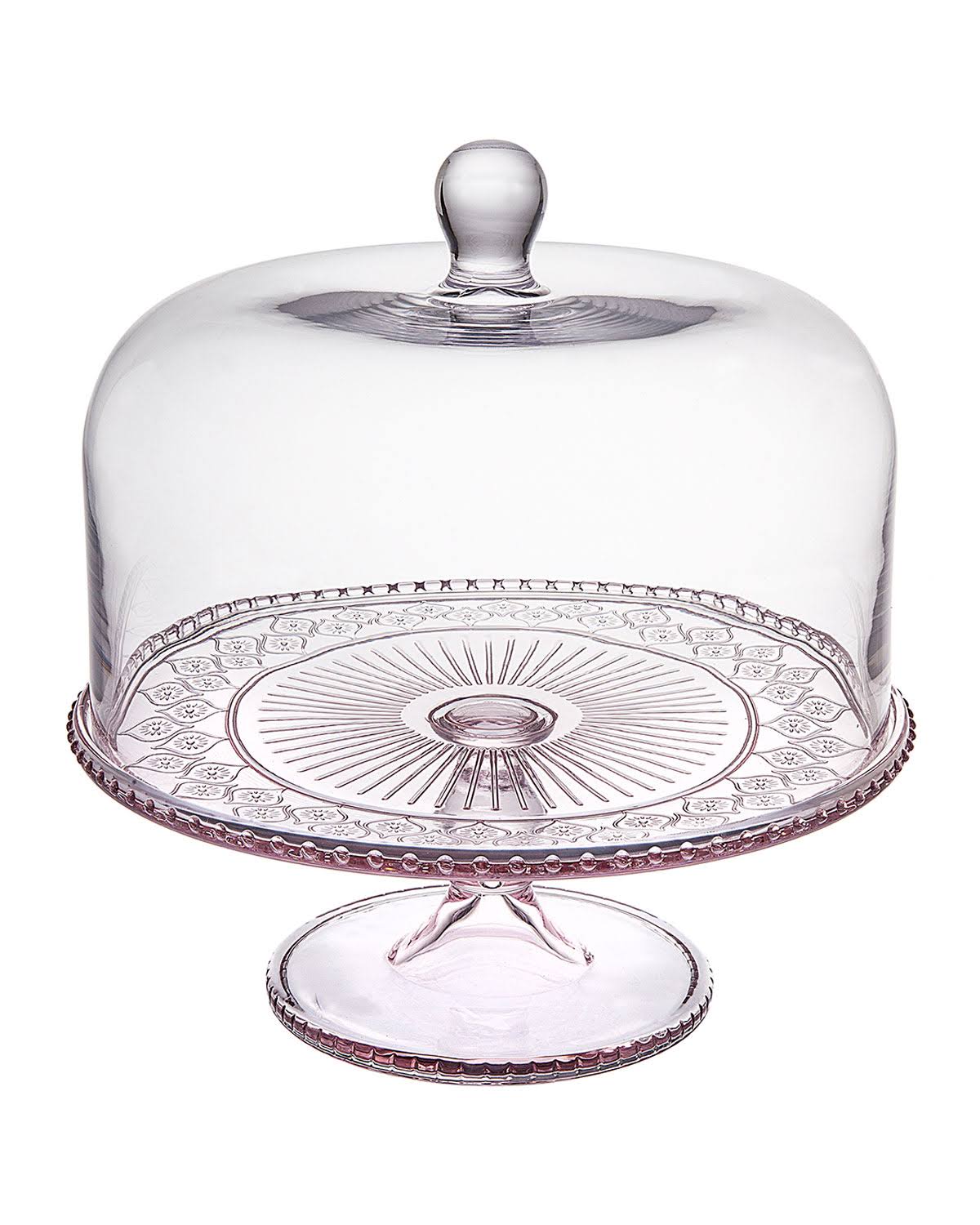 Pink Cake Plate with Dome G800