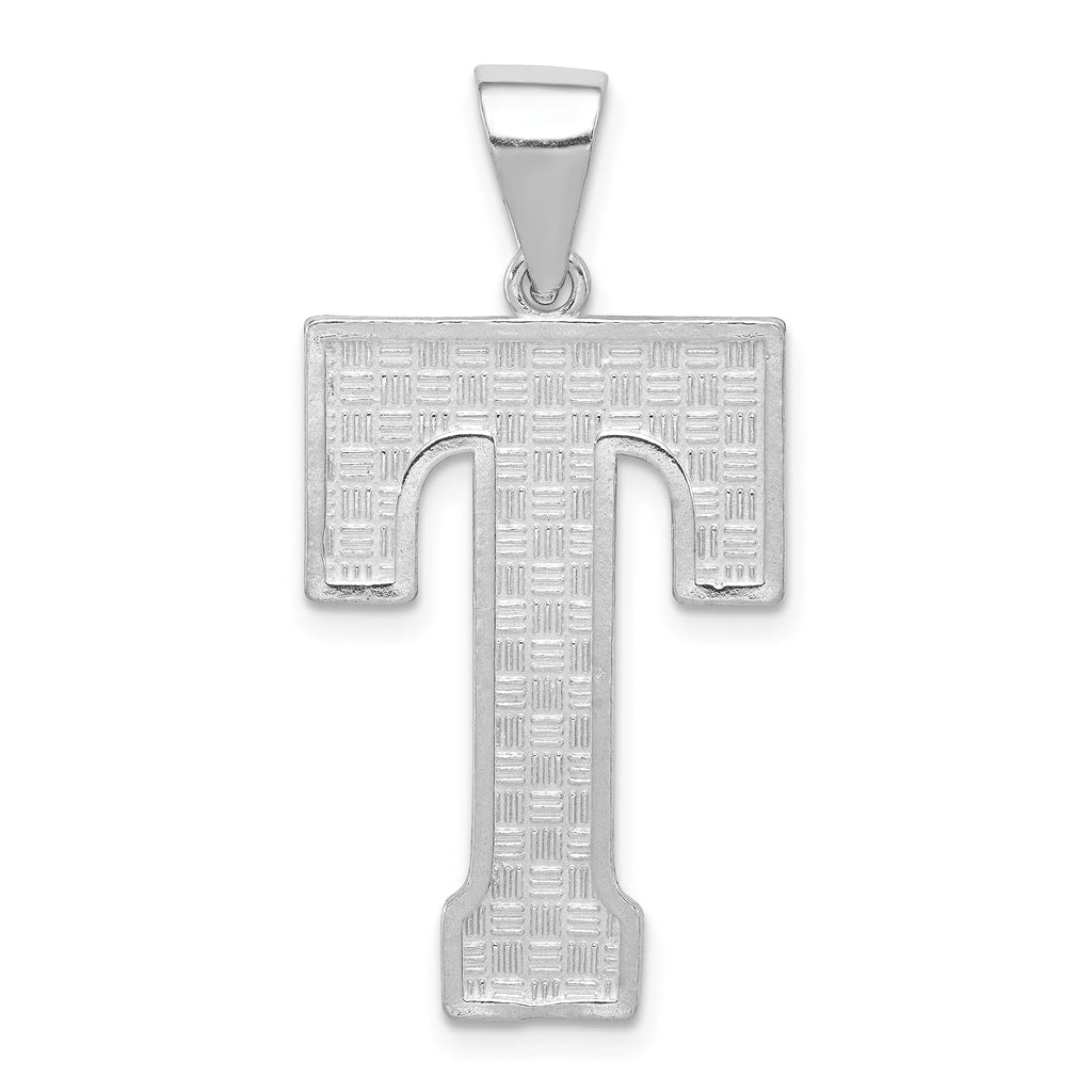 Sterling Silver Letter T Initial Charm Pendant with Cable Chain Necklace 20'' M312