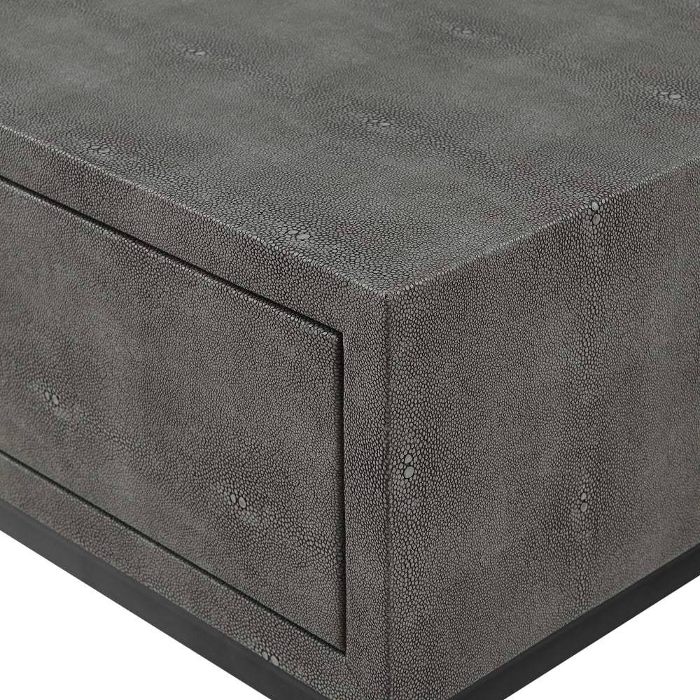 Grey 2-Drawer Faux Shagreen Entry Table P1234