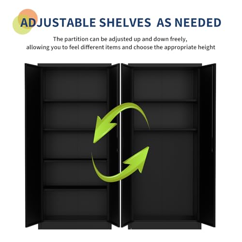 Metal Storage Cabinet with Lock, 4 Adjustable Shelves B9304