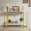 Gold 2-Tier Faux Marble Console Table T6847
