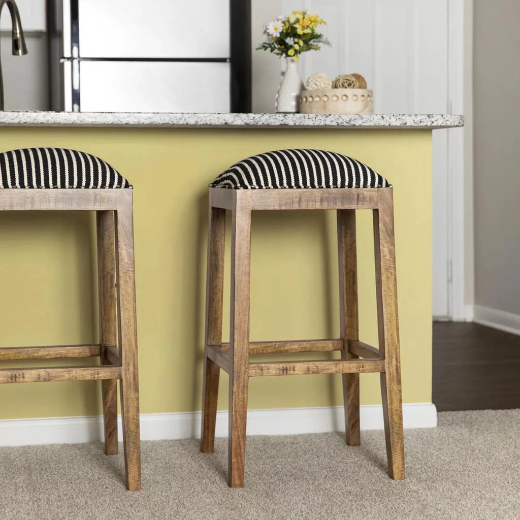 Black and White Wood Striped Barstool X1284