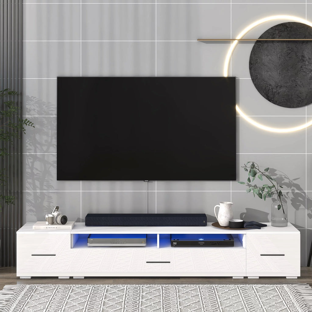 White High Gloss TV Stand with LED Lights F436